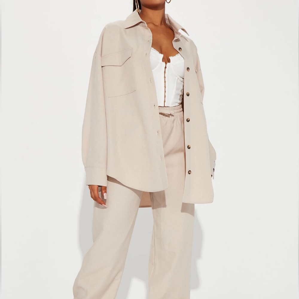 Taupe Top & Pant Set size XLarge fashion nova . Top worn once Pant brand new